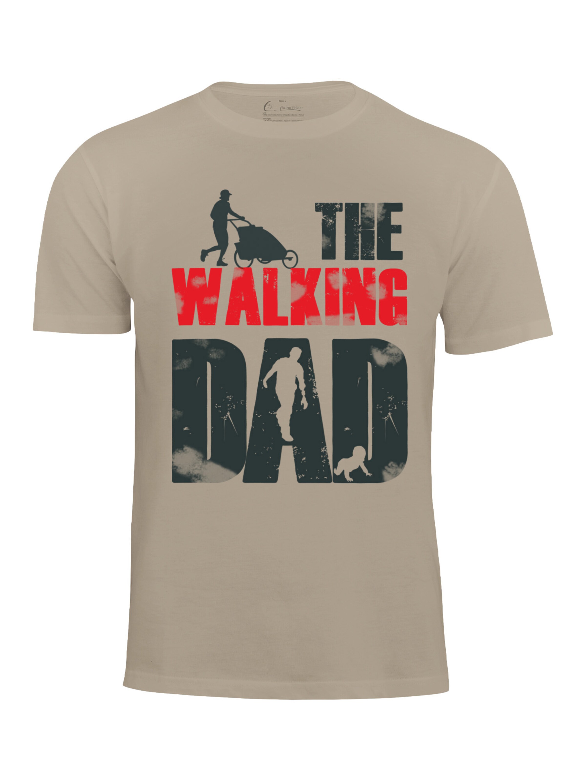 Cotton Prime T-Shirt 'The Walking Dad' in Beige: Vorderseite