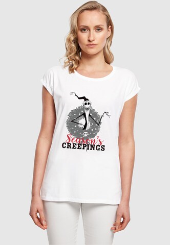 ABSOLUTE CULT Shirt 'The Nightmare Before Christmas - Seasons Creepings Wreath' in Wit: voorkant