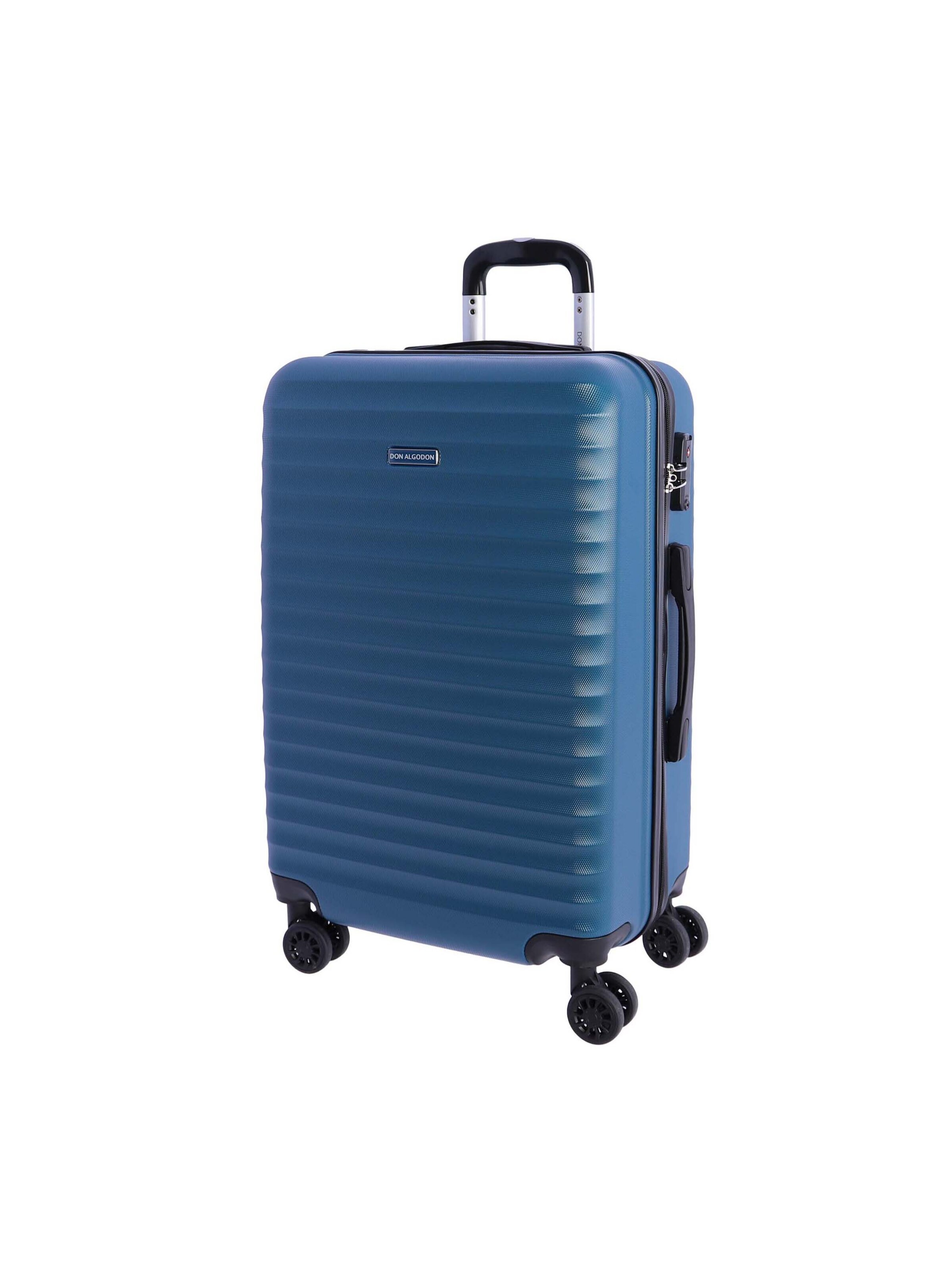 Don Algodon - Carrito 'DON ALGODON Maleta Mediana 23 kg | Maleta de Viaje Rígida con 4 Ruedas Dobles 360º, Candado TSA y Asa Telescópica | Equipaje Resistente al Agua para Viajes en Avión' en azul: frente