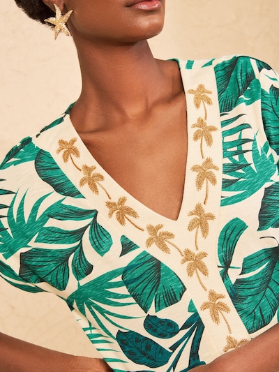 love & roses Shirt in XS in Beige / Green / Dark green / Black, Item view