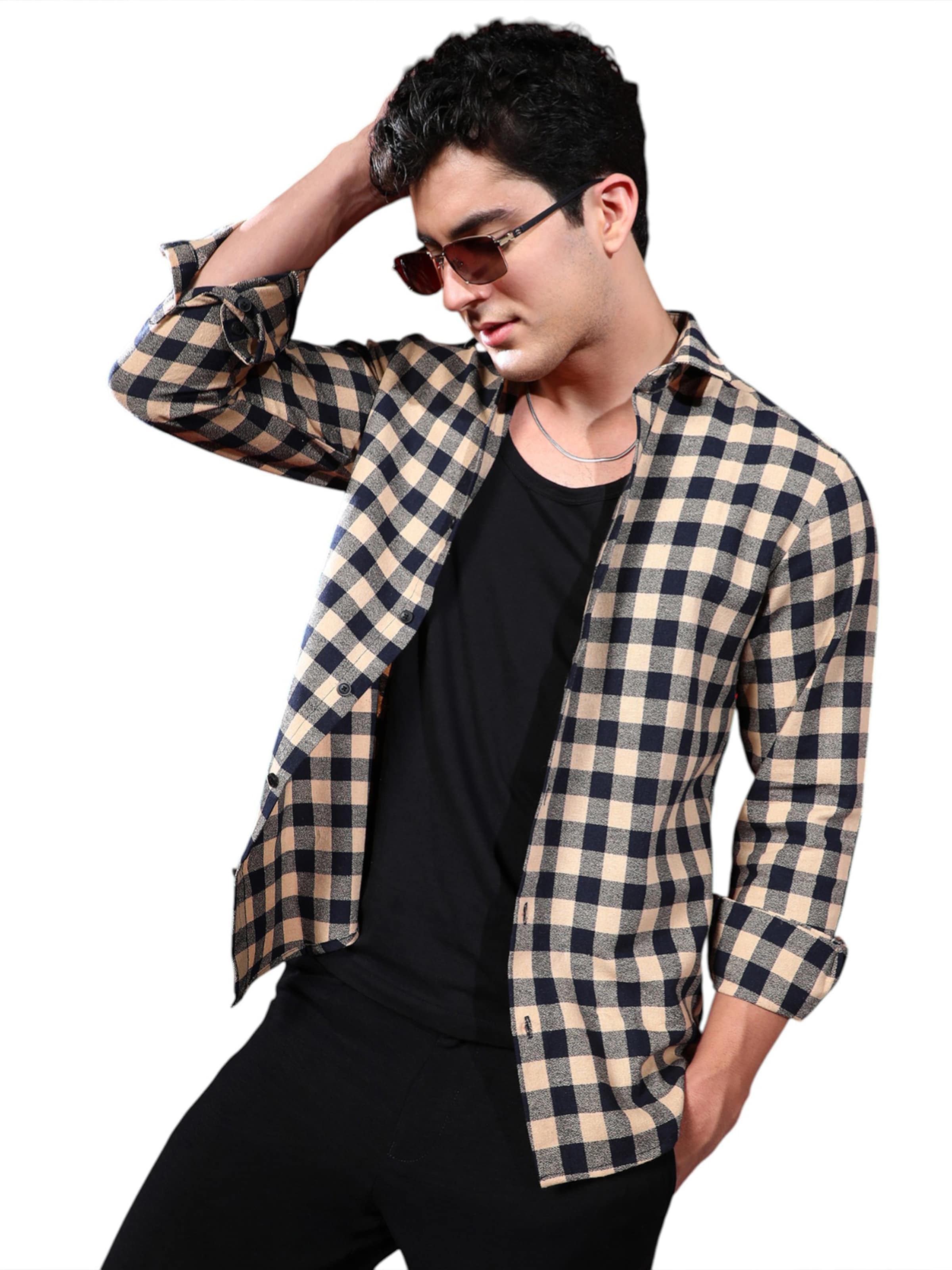 Campus Sutra - Regular Fit Camisa 'Malaysia' em bege