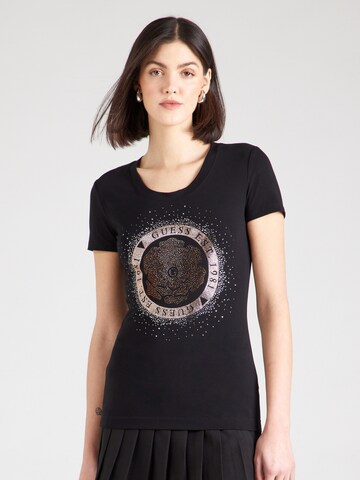 GUESS Футболка 'Peony' в Черный: спереди