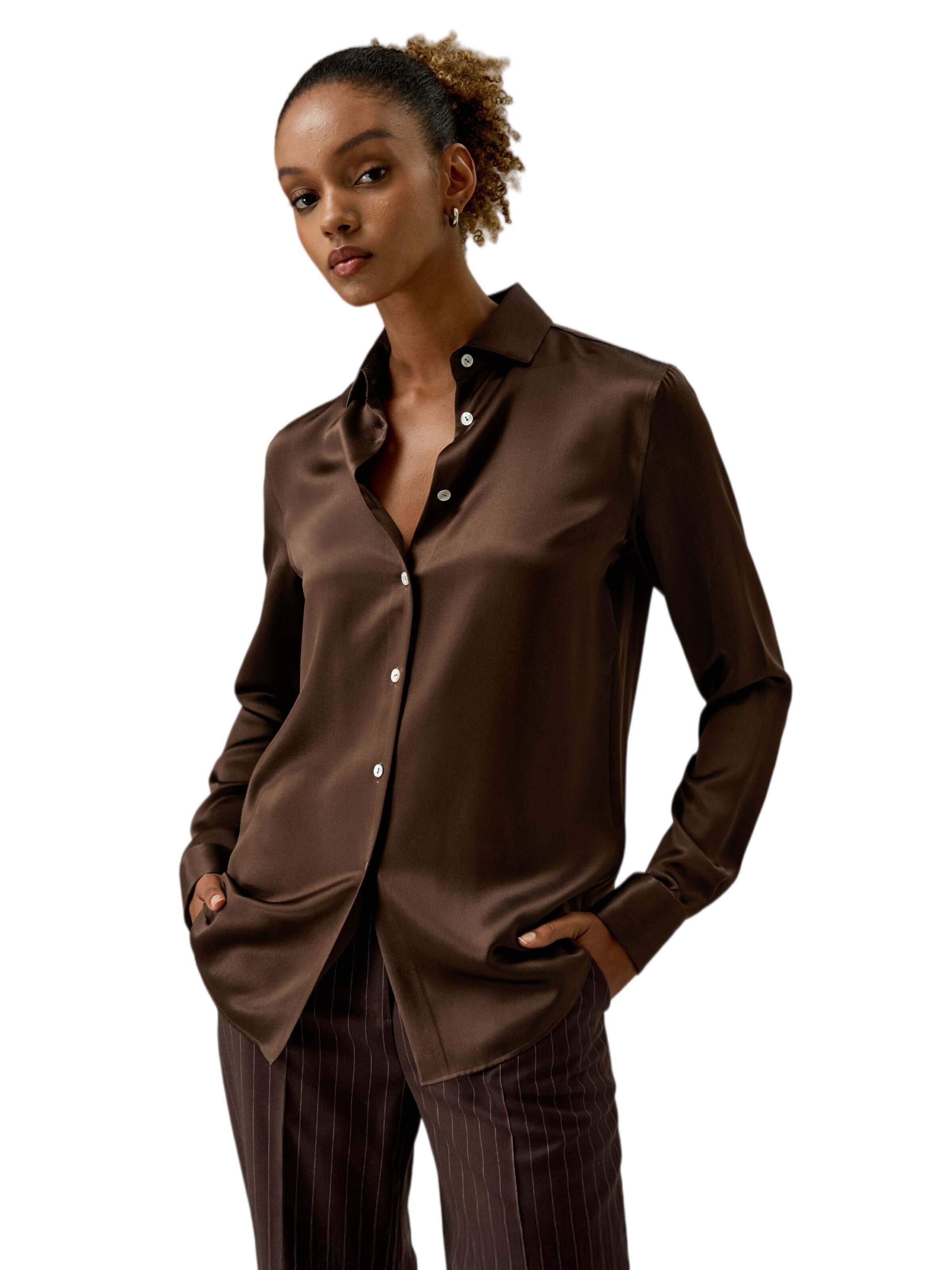 Lilysilk - Blusa en marrón: frente