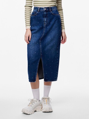PIECES Rok 'PCSKY' in Blauw: voorkant