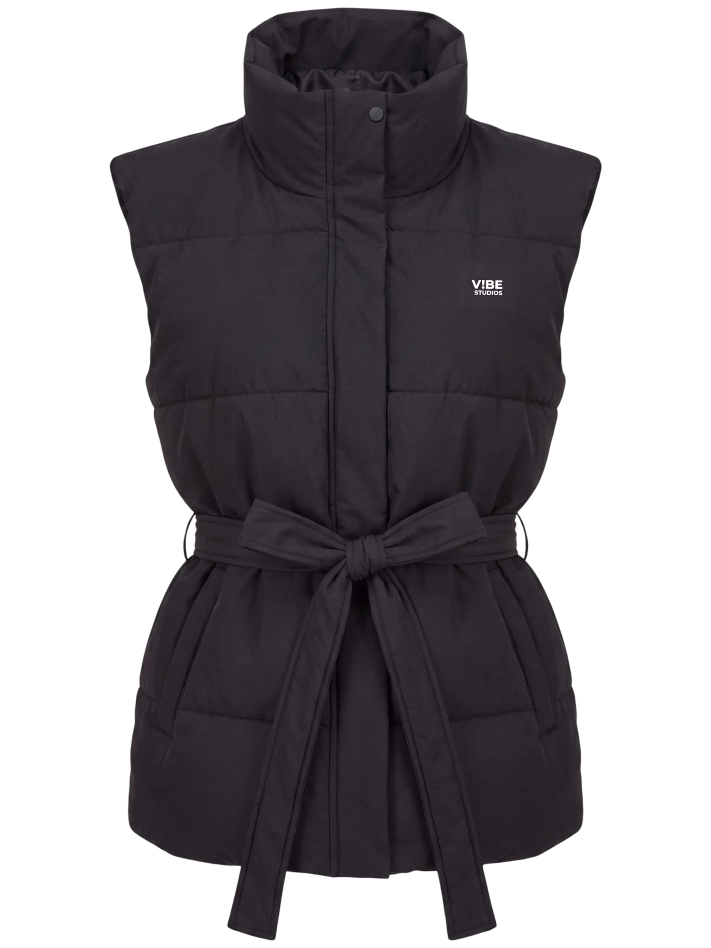 melns V!BE STUD!OS Veste 'PUFFER': no priekšpuses