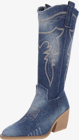 Ital-Design Cowboy Boots in Blue: front