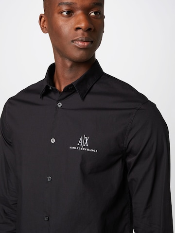 ARMANI EXCHANGE Regular Fit Hemd in Schwarz