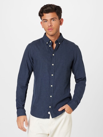 Coupe slim Chemise 'Anton' Casual Friday en bleu : devant