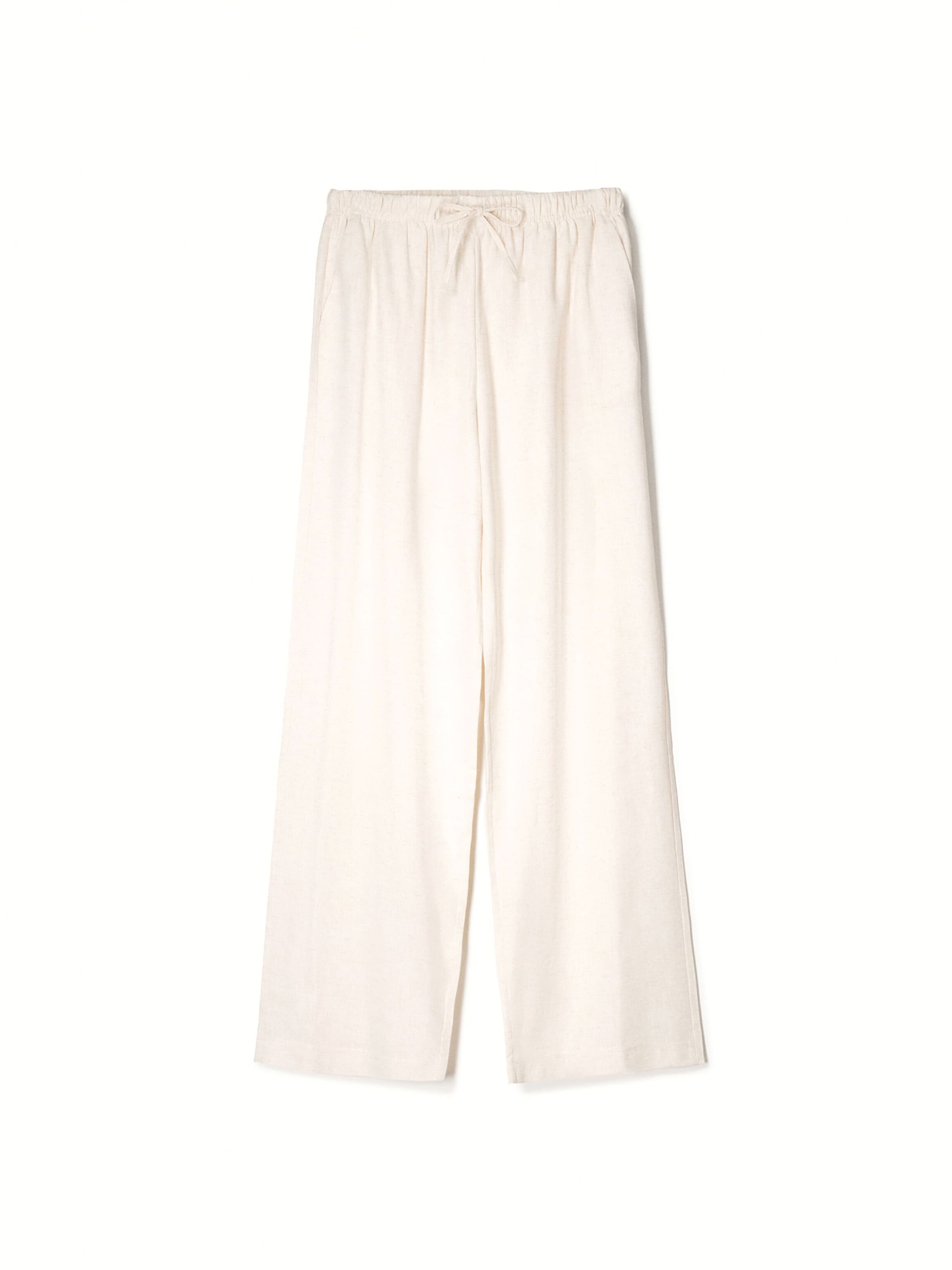 Wide leg Pantaloni de la Bershka pe galben: față