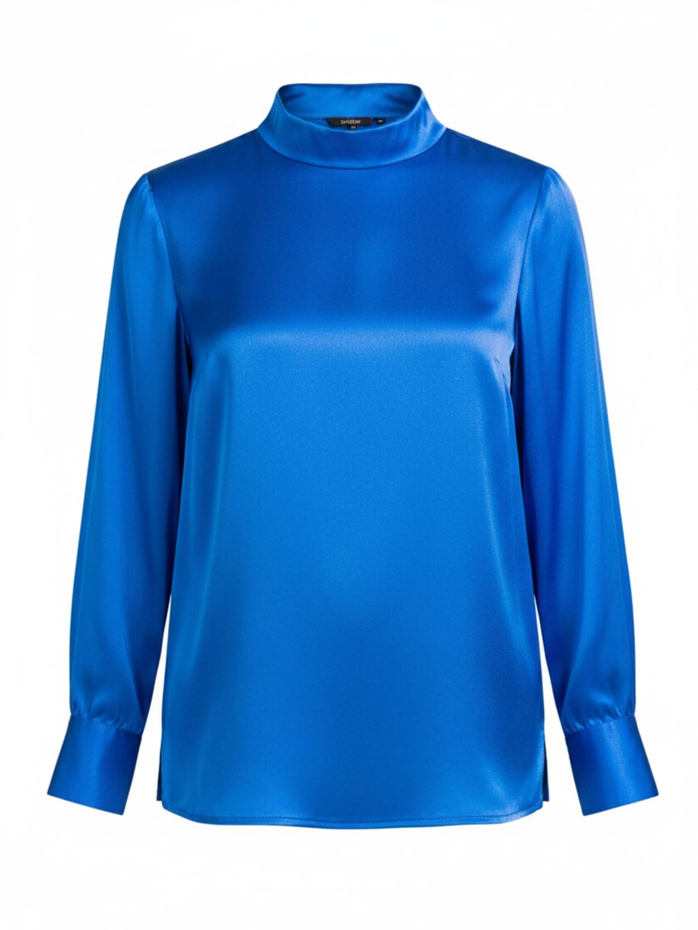 Posh Gear Blouse 'Seidenbluse Satinoseta' in Blauw: voorkant