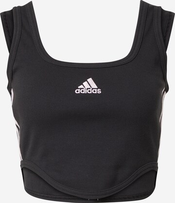 ADIDAS SPORTSWEAR Αθλητικό τοπ 'Dance 3-Stripes Ribbed Fitted With Detachable Sleeves' σε μαύρο