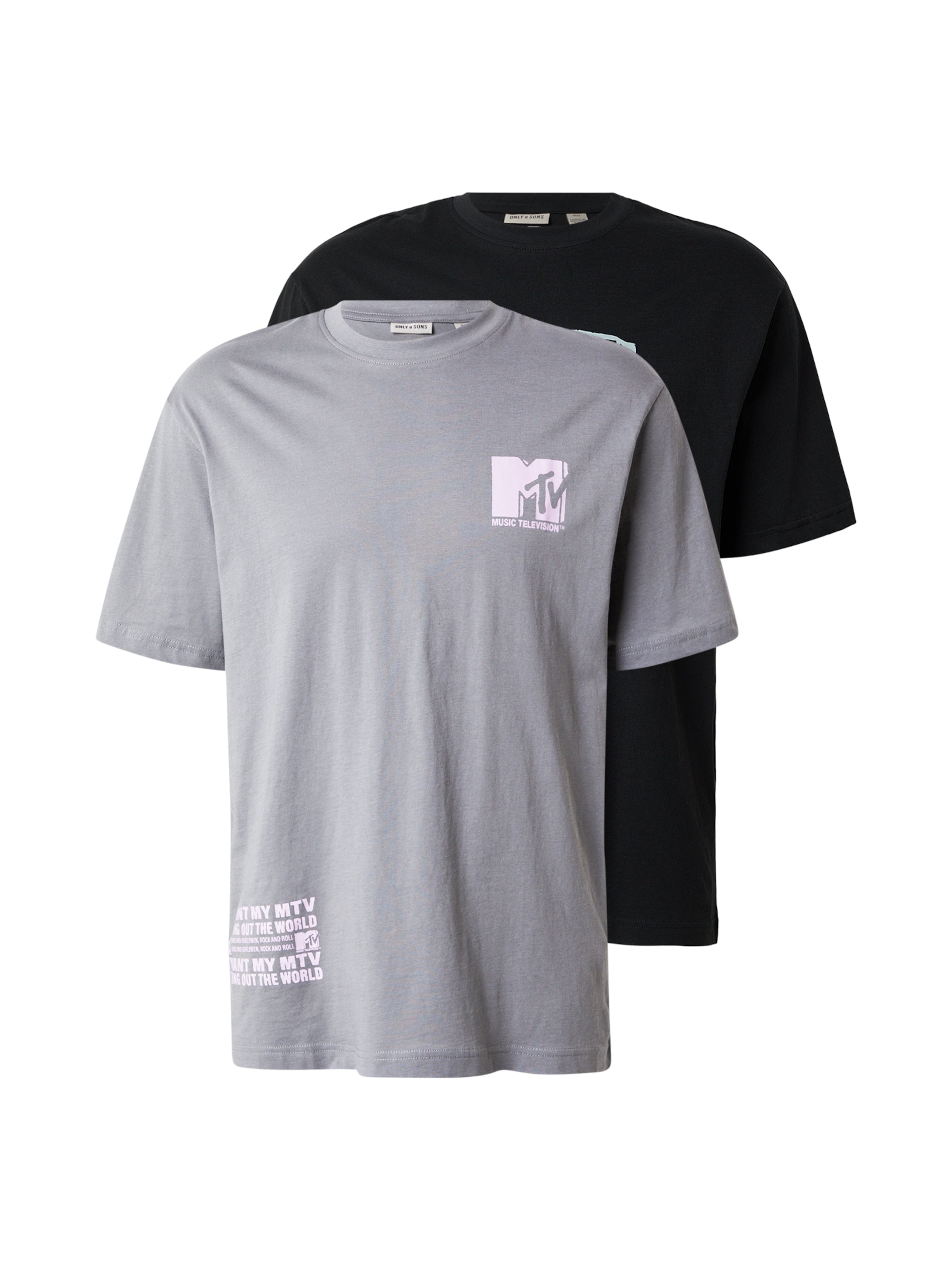 Only & Sons Shirt 'ONSMTV' in Grey / Light purple / Black, Item view