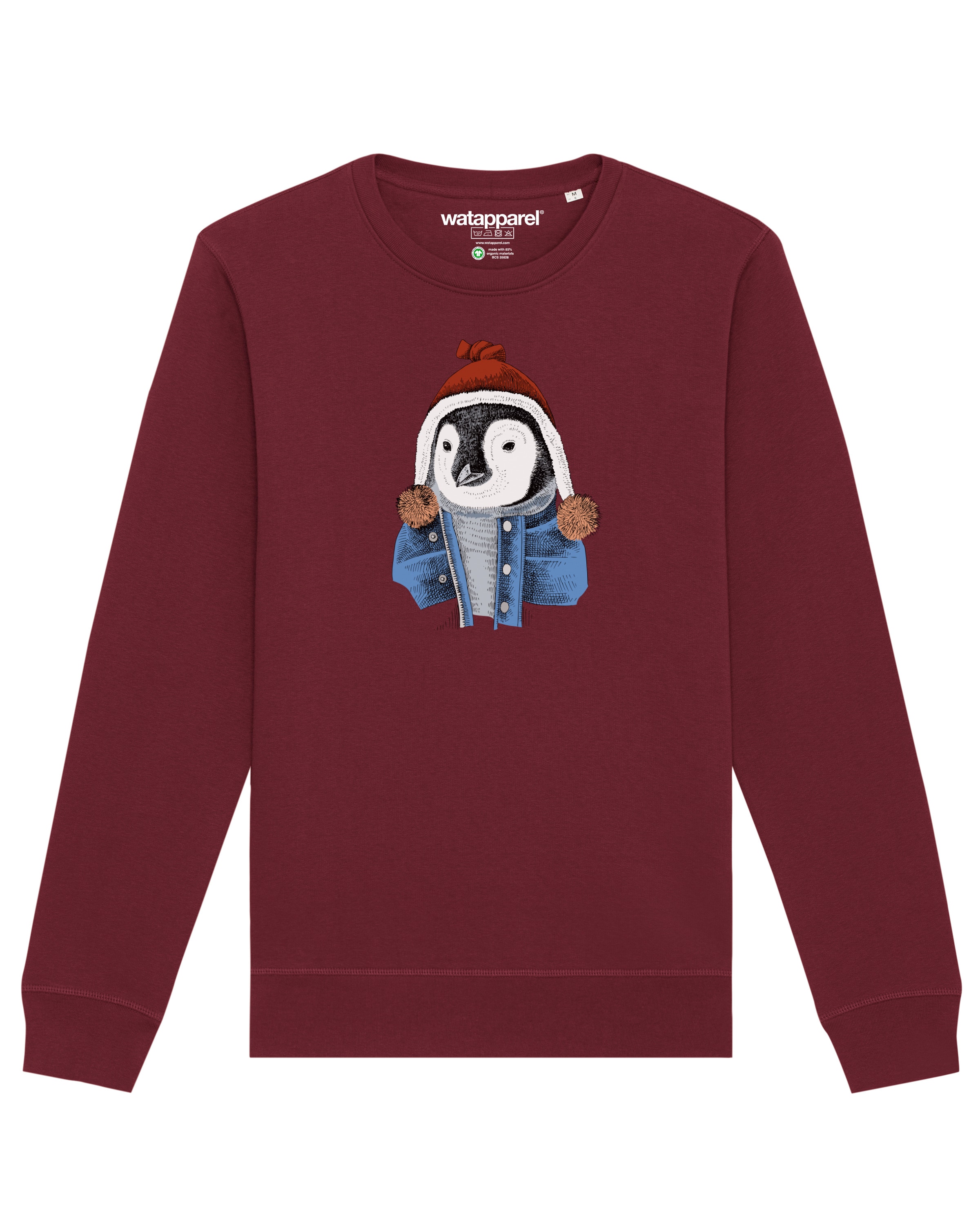 Watapparel Sweatshirt 'Pinguin' in Rood: voorkant