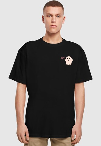 Merchcode Shirt 'Halloween - Boo Ghost' in Zwart: voorkant