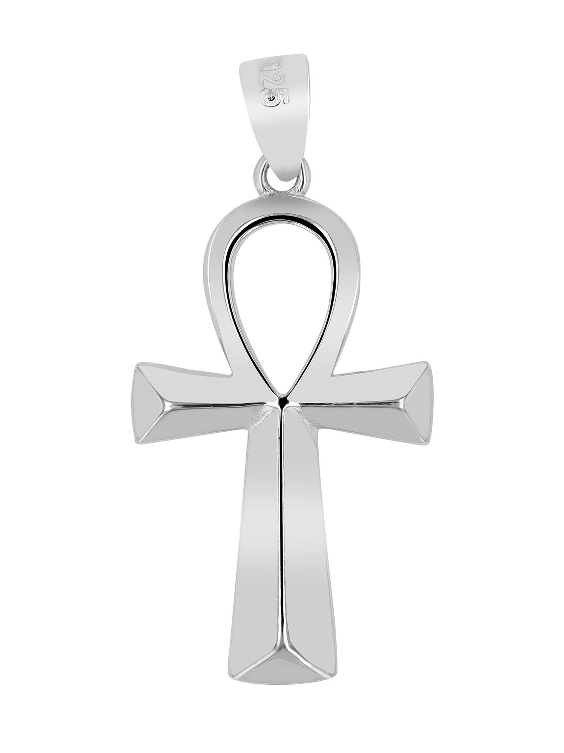 Akzent Pendant '"Ankh Pure" aus 925 Sterlingsilber, rhodiniert, langlebig' in Silver
