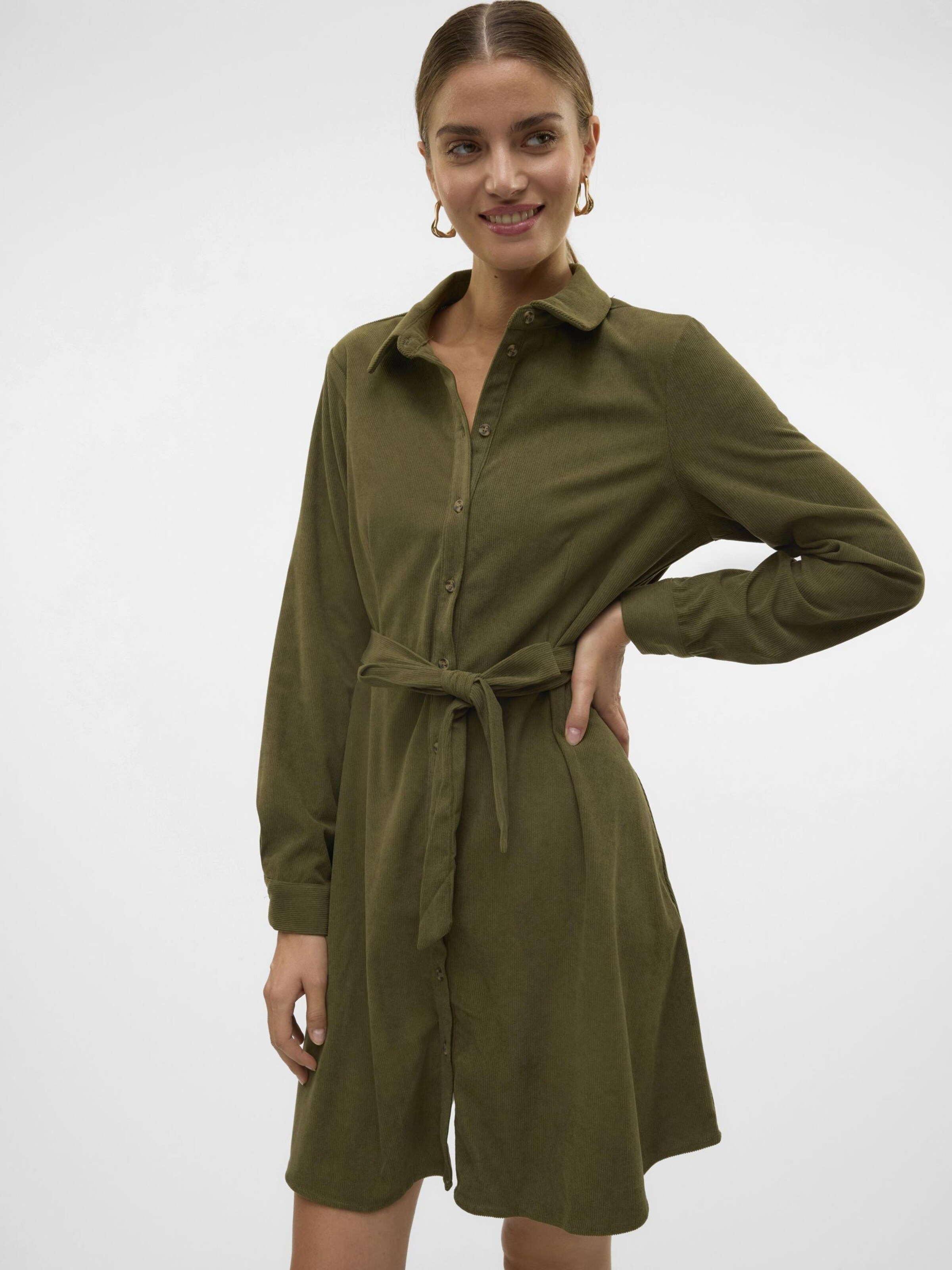VERO MODA Blousejurk VILJA in Donkergroen ABOUT YOU