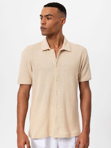 Antioch Comfort fit Button Up Shirt 'Zagreb' in Beige: front