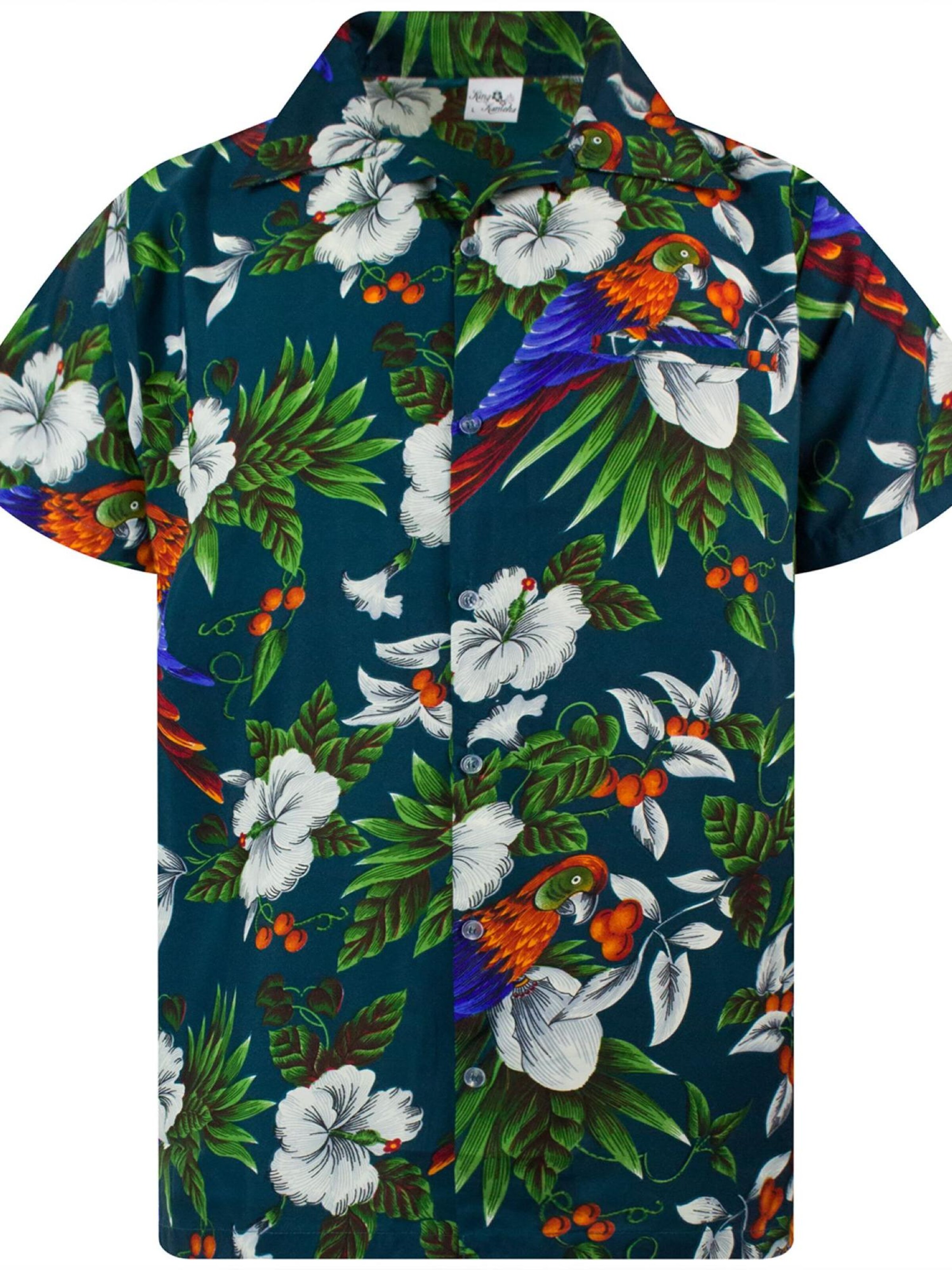 King Kameha Shirt 'Cherryparrot' in Green: front