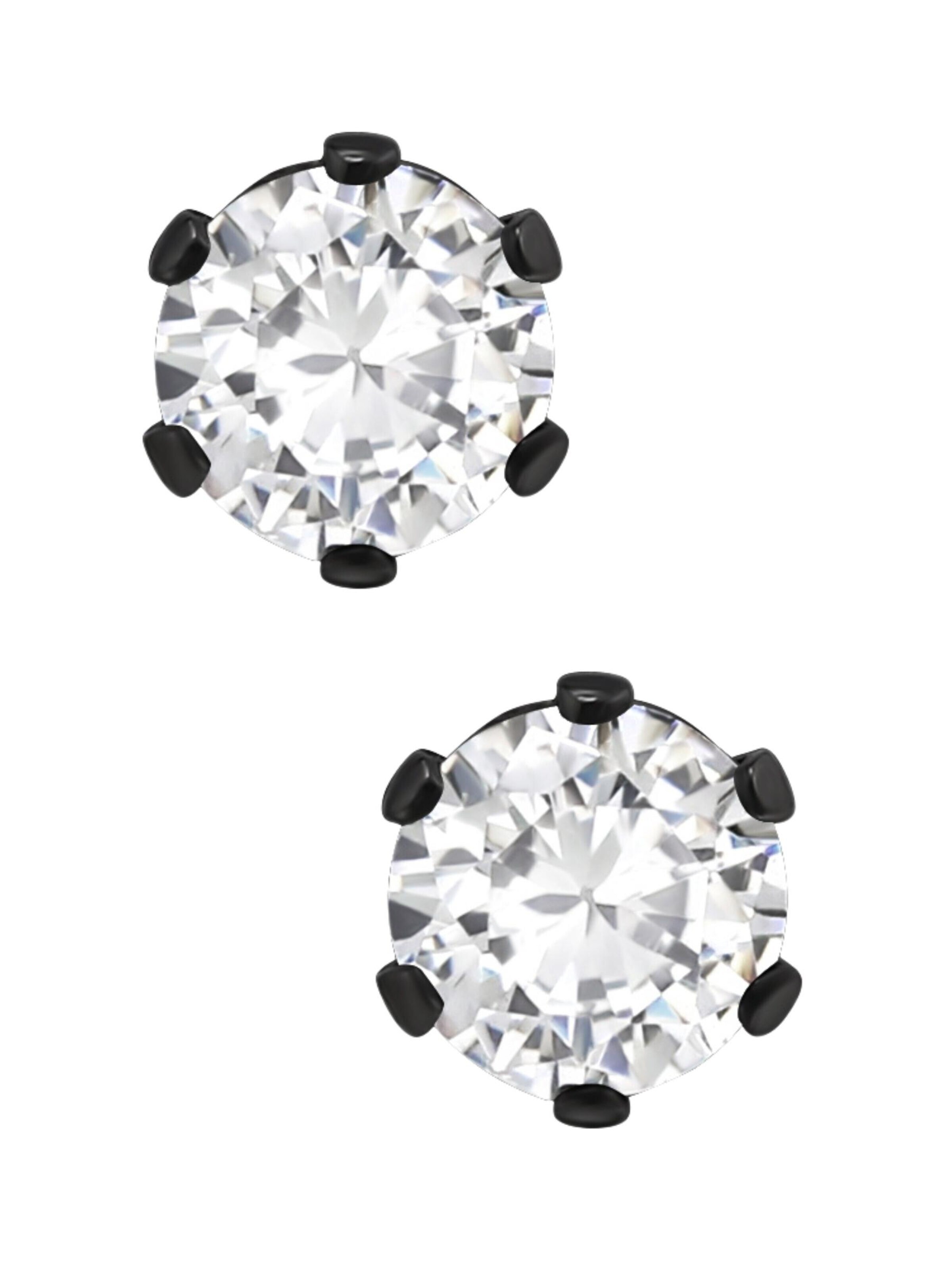Maxte Earrings 'Runde 4 mm Ohrstecker aus Edelstahl mit Zirkonia' in Black