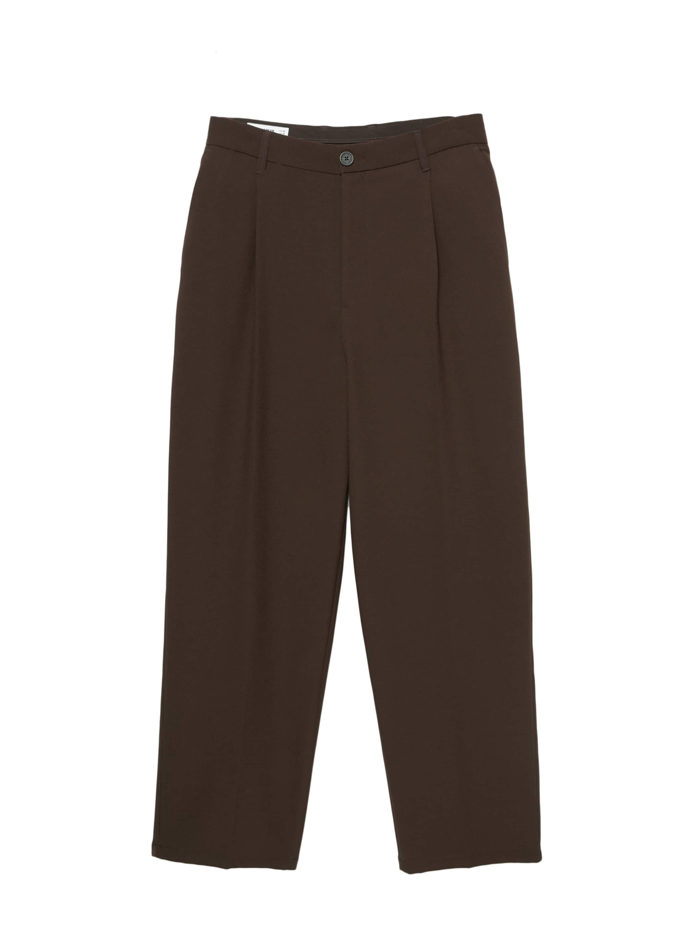 Pull&Bear Loosefit Bandplooibroek in Bruin: voorkant