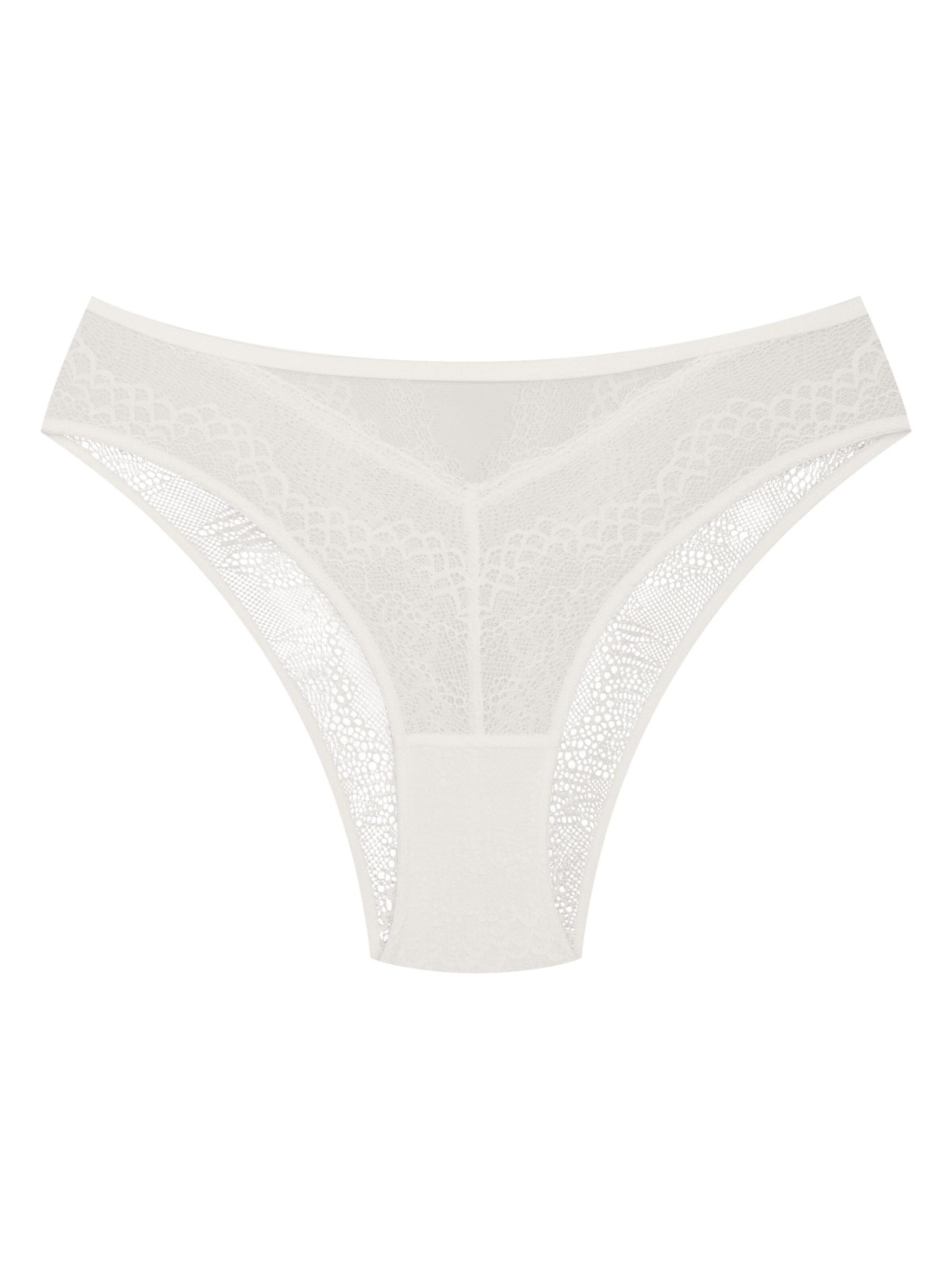 ESOTIQ - Panti 'Slip Bonjour, feine Spitze, ornamentales Muster, transparent' en blanco: frente
