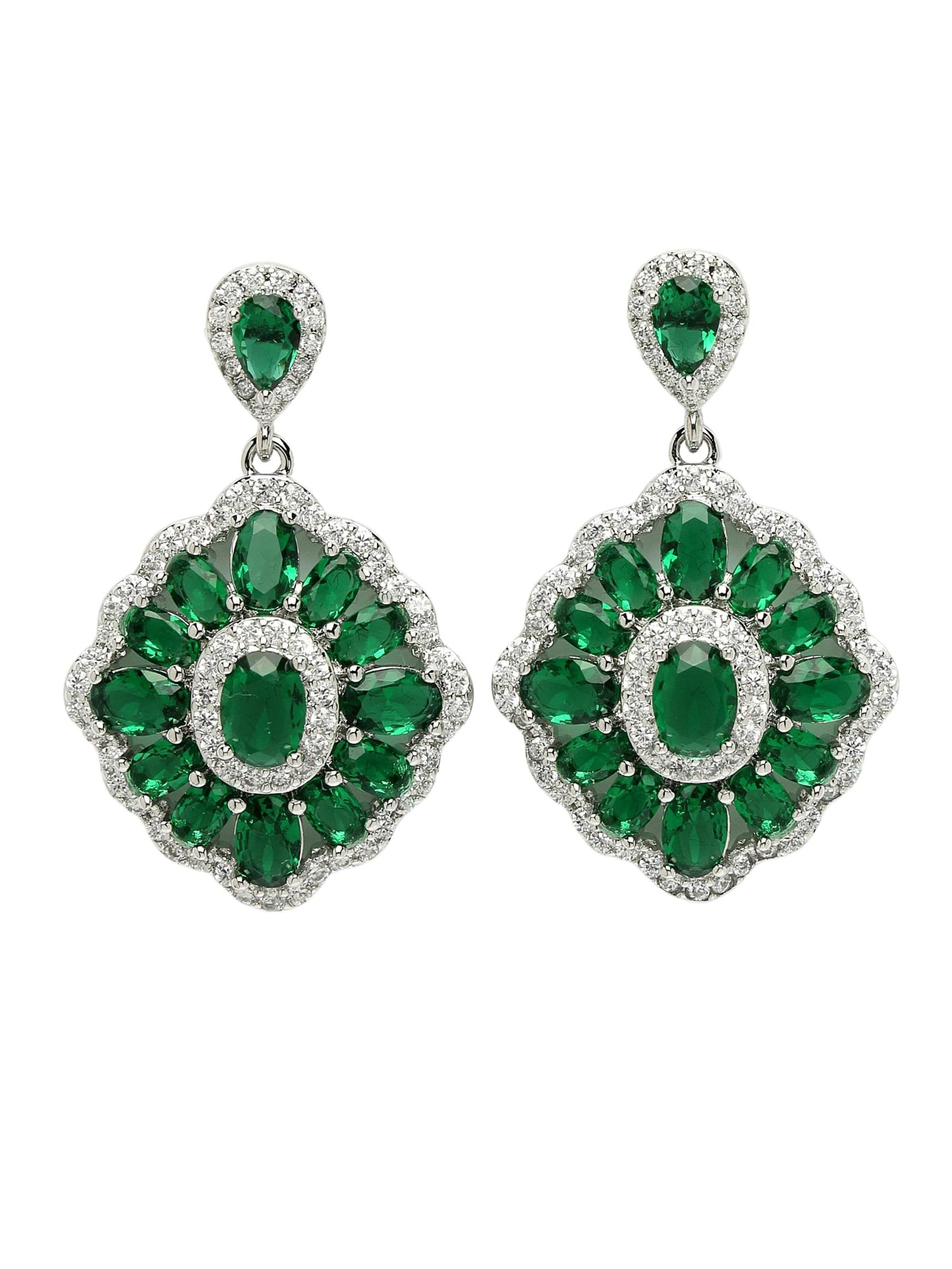 Boucles d'oreilles 'Emiliaina' AVANT-GARDE PARIS en vert : devant