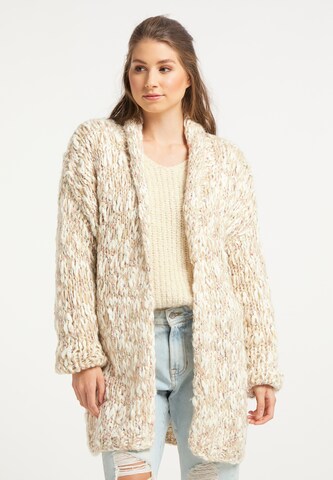 IZIA Knit Cardigan in Beige: front