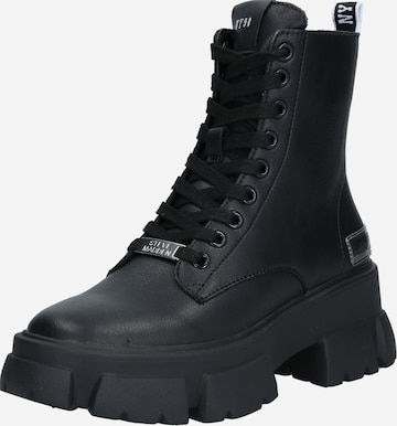 STEVE MADDEN Lace-Up Ankle Boots 'Tanker' in Black: front