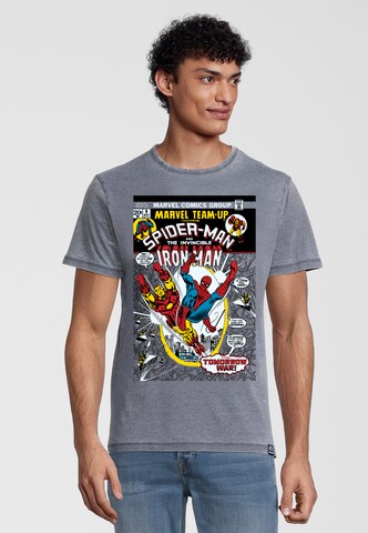 Recovered Shirt 'Marvel Team Up' in Blue: front