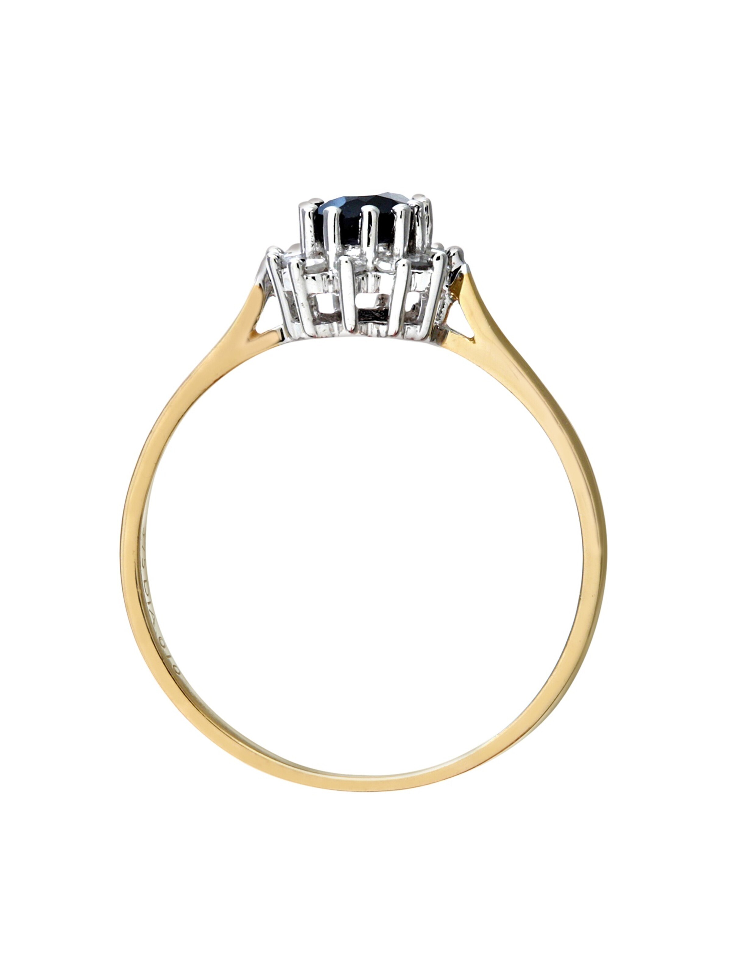 Bague 'Cluster-Ring aus 375 Gelbgold mit Diamant mit Saphir' DIAMANT LETERNEL en or