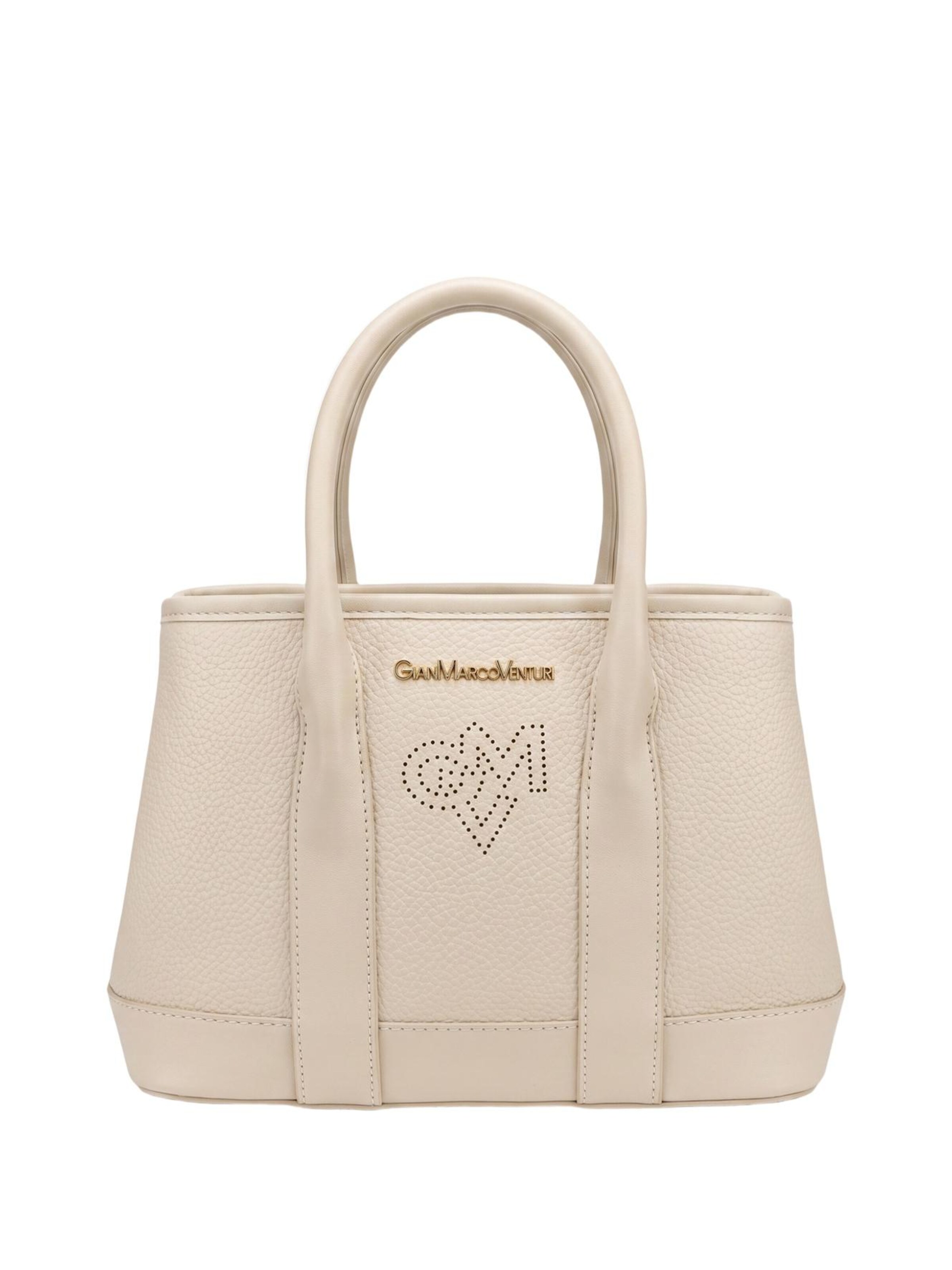 Borsa a spalla 'Borsa a Spalla Donna PVC Gianmarco Venturi con Zip e Cuore' di GianMarco Venturi in beige: frontale
