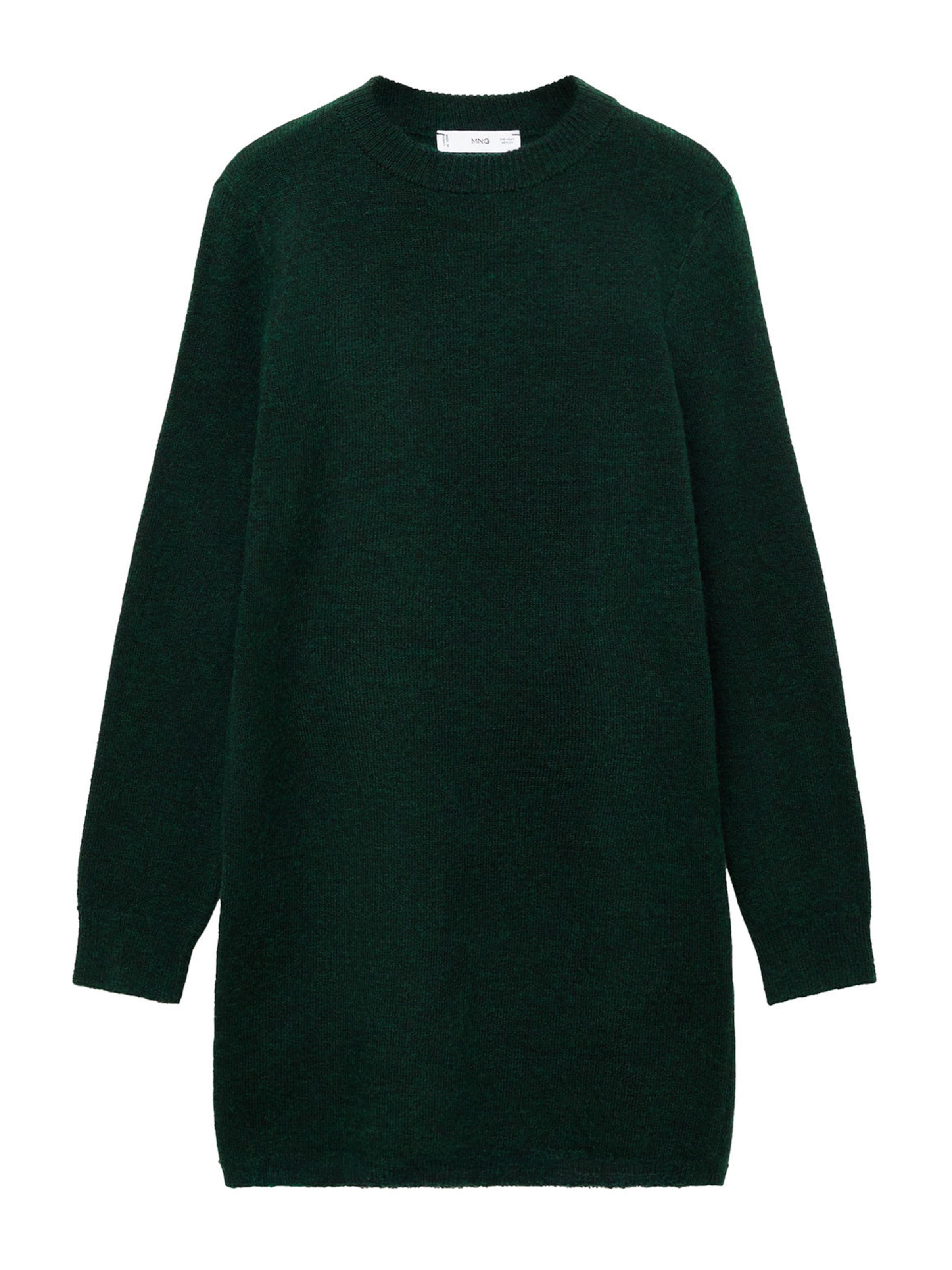 MANGO Stickad klänning 'ELIOTE' i grön: framsida