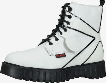 Kickers Lace-Up Ankle Boots in White: front