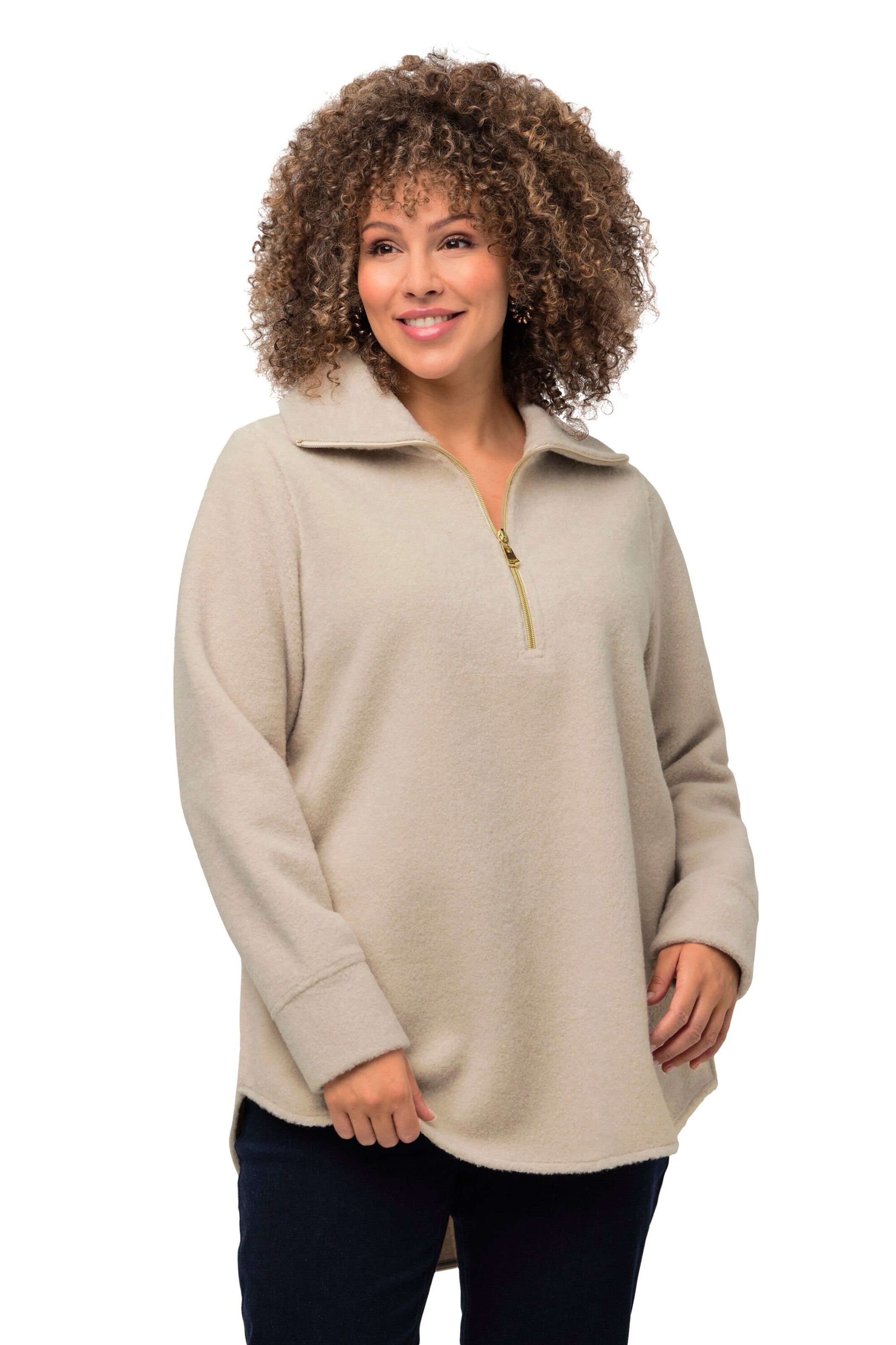 Ulla Popken Sweatshirt in Beige: voorkant