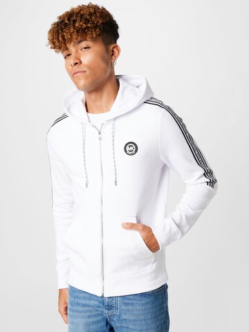 Michael Kors Zip-Up Hoodie in White: front