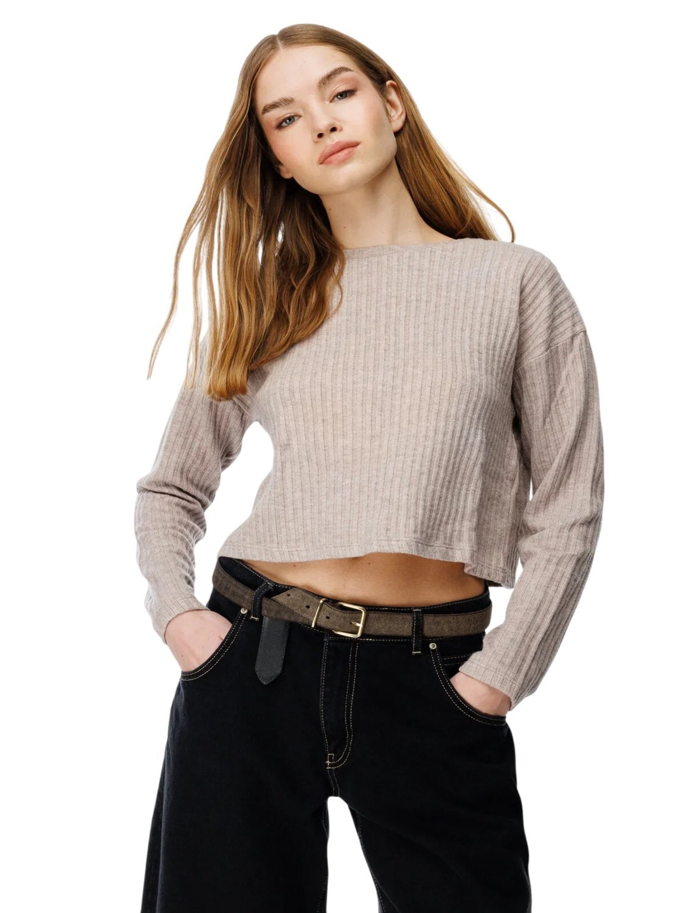 Alexa Dash Trui in Beige: voorkant