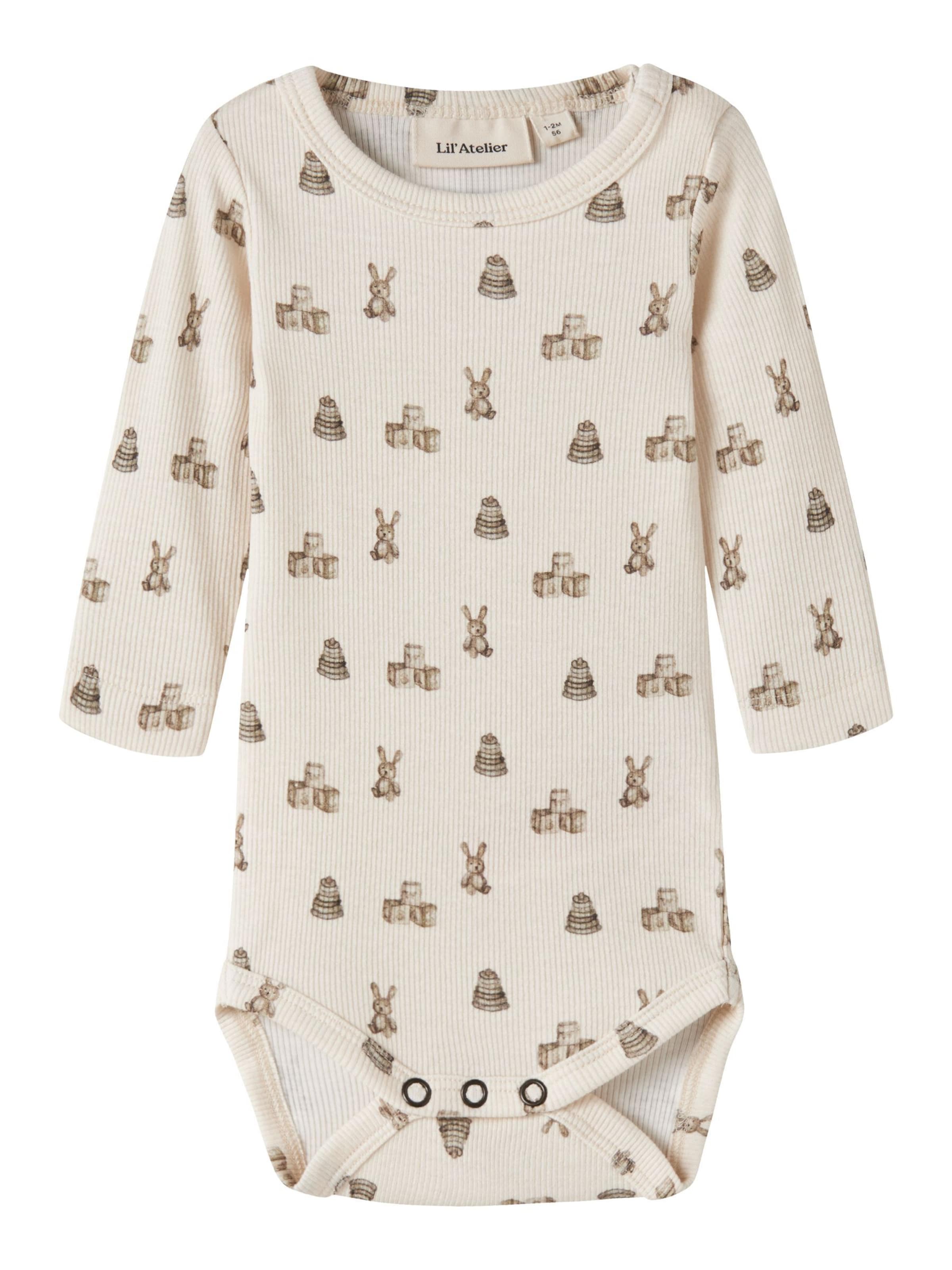 Lil'Atelier Strampler in Beige: Vorderseite