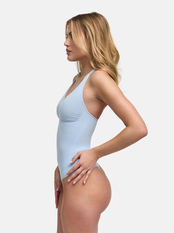 Body modellante 'Neckholder Shapewear mit String' di cfab (formerly creamy fabrics) in blu