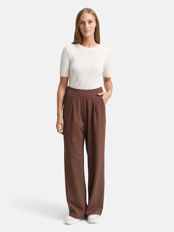 TOM TAILOR DENIM Wide leg Bandplooibroek in Bruin