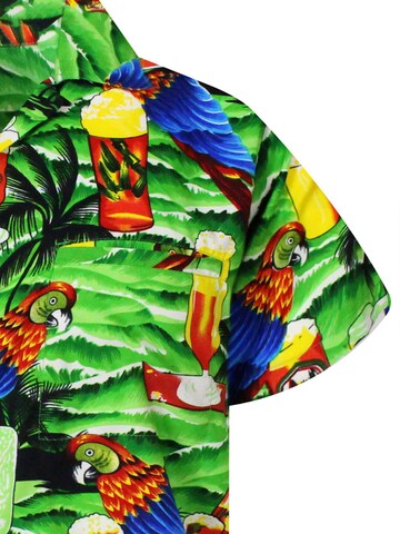 King Kameha Shirt 'Parrot Beer' in Green