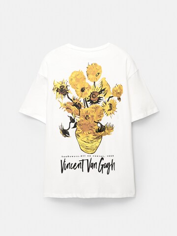 Pull&Bear Bluser & t-shirts 'GIRASOLES' i hvid
