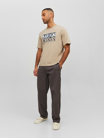 JACK & JONES T-Shirt 'Crayon Branding' in Beige