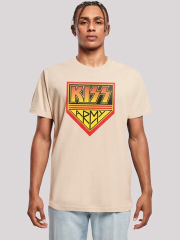 F4NT4STIC Shirt 'Kiss Army Logo' in Beige: voorkant