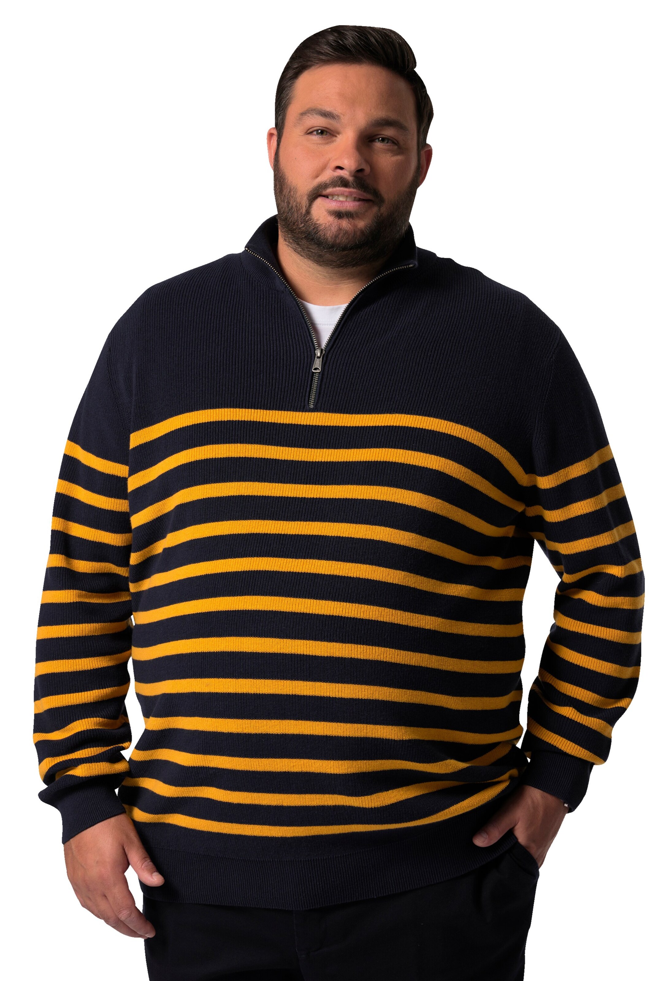 Men Plus Pullover in Schwarz: Vorderseite