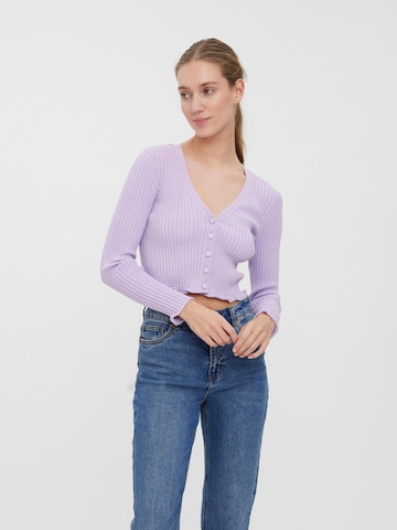 VERO MODA Knit Cardigan 'Fibly' in Purple: front