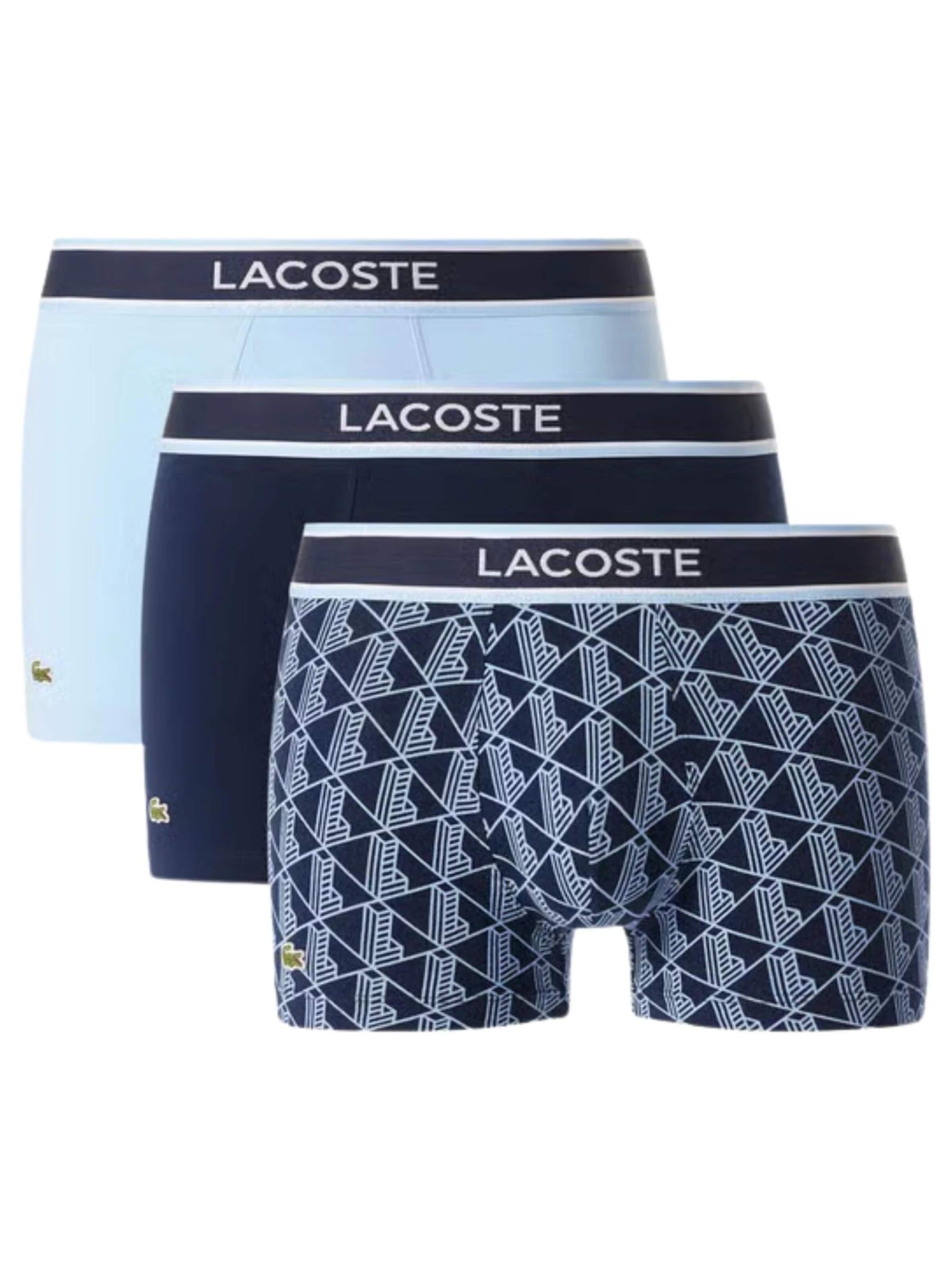 LACOSTE Boxers 'Tripack boxer lacoste azules plaid/monogram trunks' em S em azul, Vista do artigo