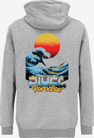 Oldskull Hoodie 'Retro Pixel Wave Logo Graphic' in Grau: Vorderseite