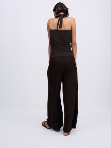 The Set Wide leg Pleat-front trousers in Brown