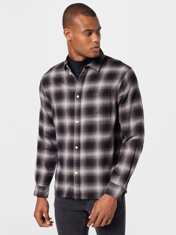 WEEKDAY Regular fit Button Up Shirt in Black: front