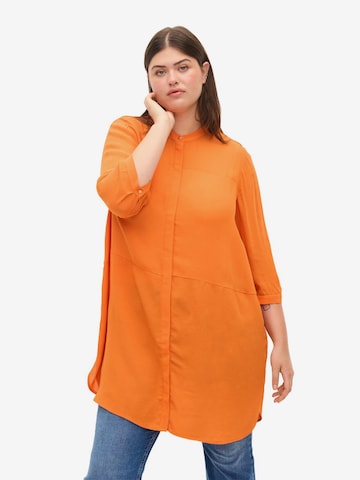 Zizzi Shirt 'XCORE' in Orange: predná strana